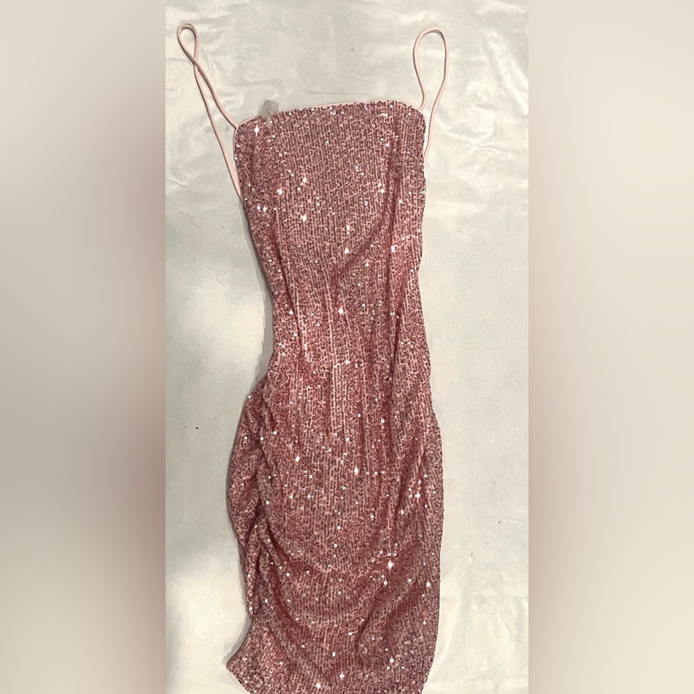 Barbiecore Feminine Birthday Party Girly Medium Pink Backless Sequin Dress